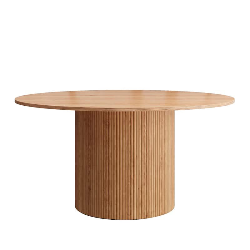 Round Dining Table Modern Farmhouse Breakfast Table for 4-8 - Brown - 59.05 x 29.52