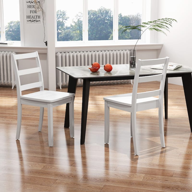 Gymax Dining Chairs Set of 4 Wood Dining Room Kitchen Side Chairs for