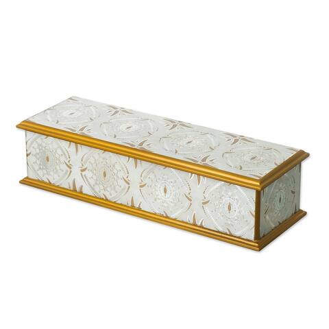 Handmade Golden Treasure Reverse-Painted Glass Decorative Box (Peru) - 11.75" H x 3.9" W x 2.8" D
