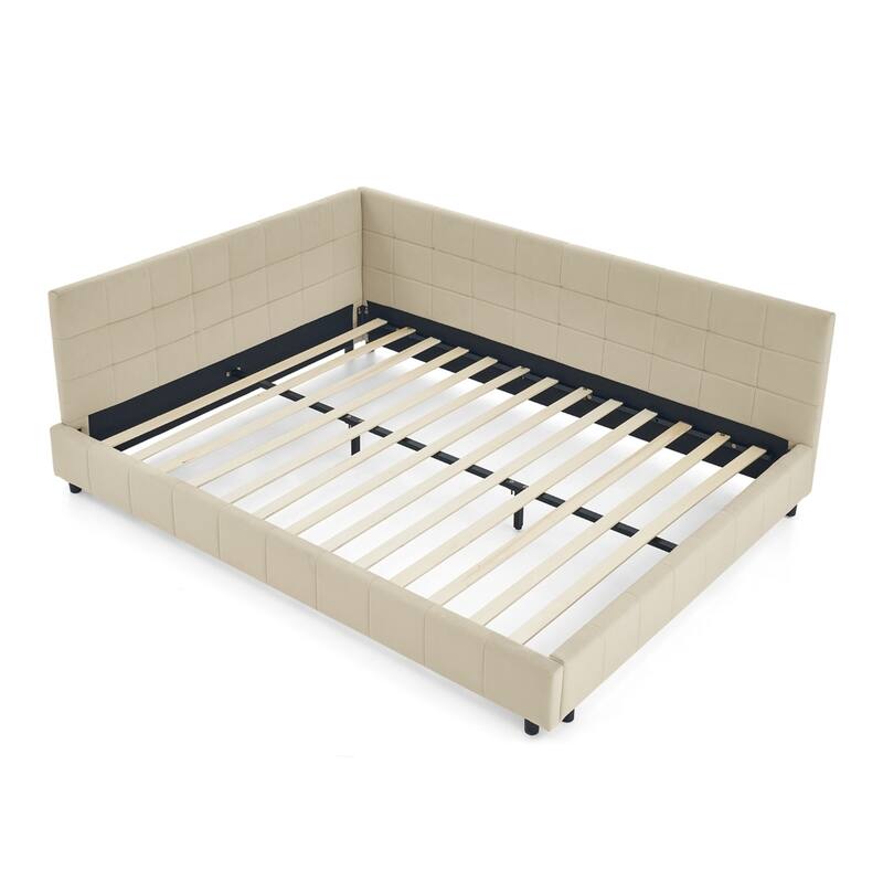 Upholstered Tufted Bed Frame Velvet Fabric Daybed