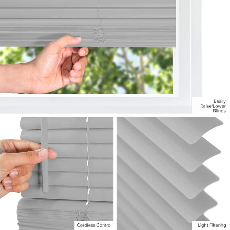 CHICOLOGY Cordless 1-Inch Vinyl Mini Blinds, Gloss Grey 48 Height