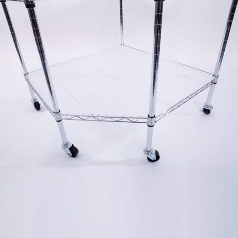 6-Layer Plastic Coated Polygonal Corner Shelf with 2" PP Wheels - (26.77 x 26.77 x 70.87)"