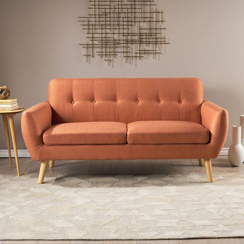 Mid-Century Modern Upholstered Tufted Loveseat