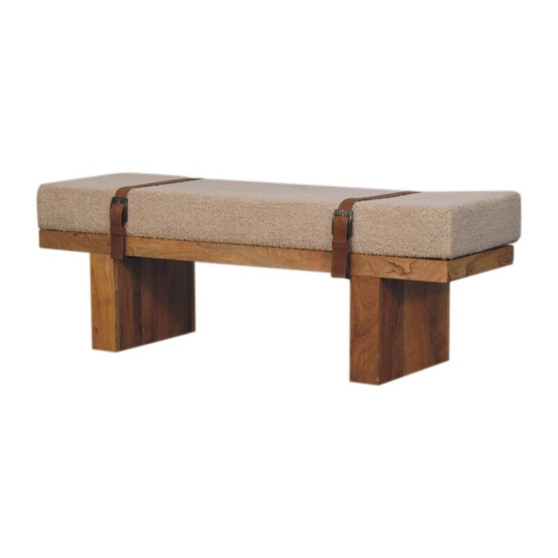 Artisan Furniture Solid Wood, Upholstered Belmont Cream Boucle Bench