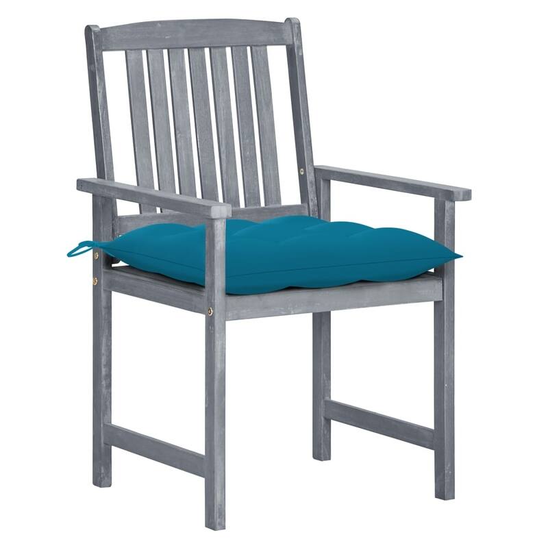 vidaXL Patio Chairs Outdoor Dining Chair with Cushions Gray Solid Wood Acacia