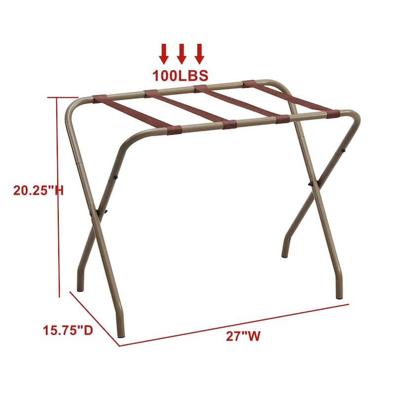 Foldable Metal Luggage Rack Stands for Guest Room & Hotel, Gold Finish