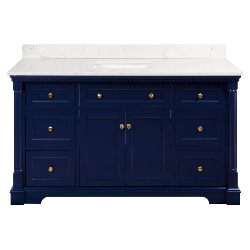KitchenBathCollection Sydney 60" Single Bathroom Vanity with Engineered Marble Top