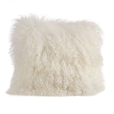 Wool Mongolian Lamb Fur Decorative Throw Pillow