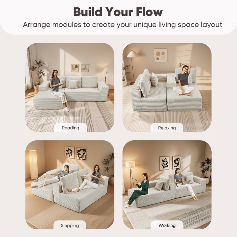 Indoor 108" Oversized Loveseat Sofa Lounge Chair with Fluffy Comfy Cloud Couch - 1 Set