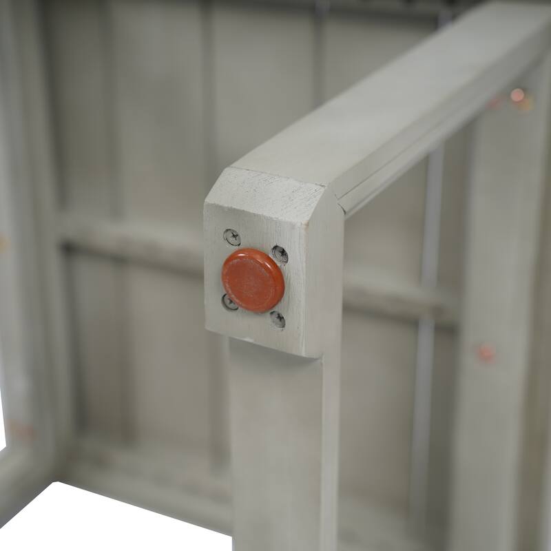 Roomfitters Outdoor Patio Side Table with Modern Wood Look, Weather-Resistant Frame, Light Grey