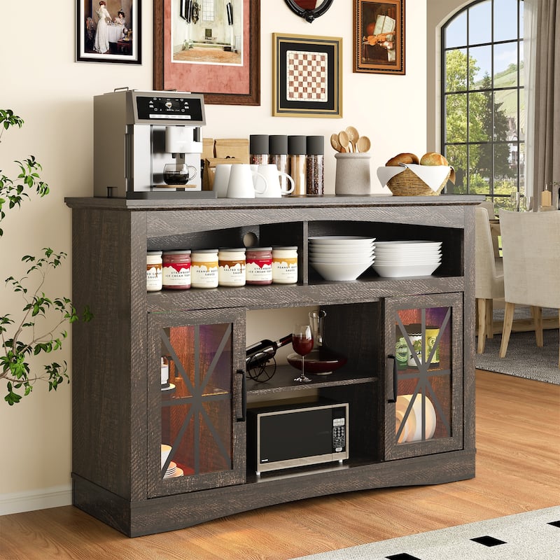 47'' Farmhouse TV Stand with Adjustable Shelves