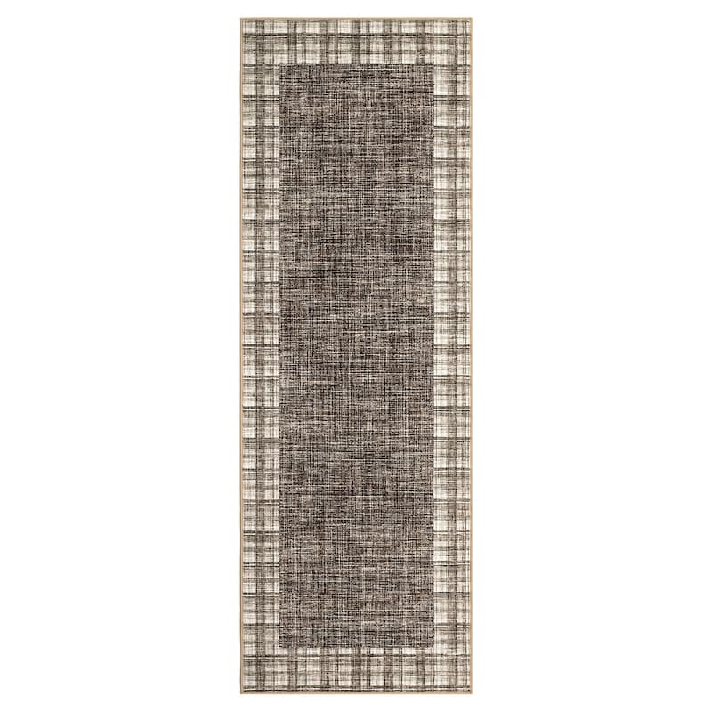 Garvee Linen Border Living Room Area Rug