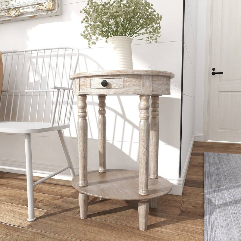 Light Brown Wood Farmhouse Accent Table