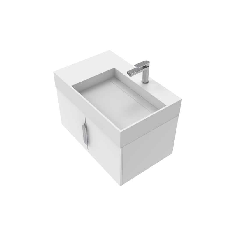 Amazon 30" Wall Mounted Bathroom Right Basin Vanity Set w/ White Top
