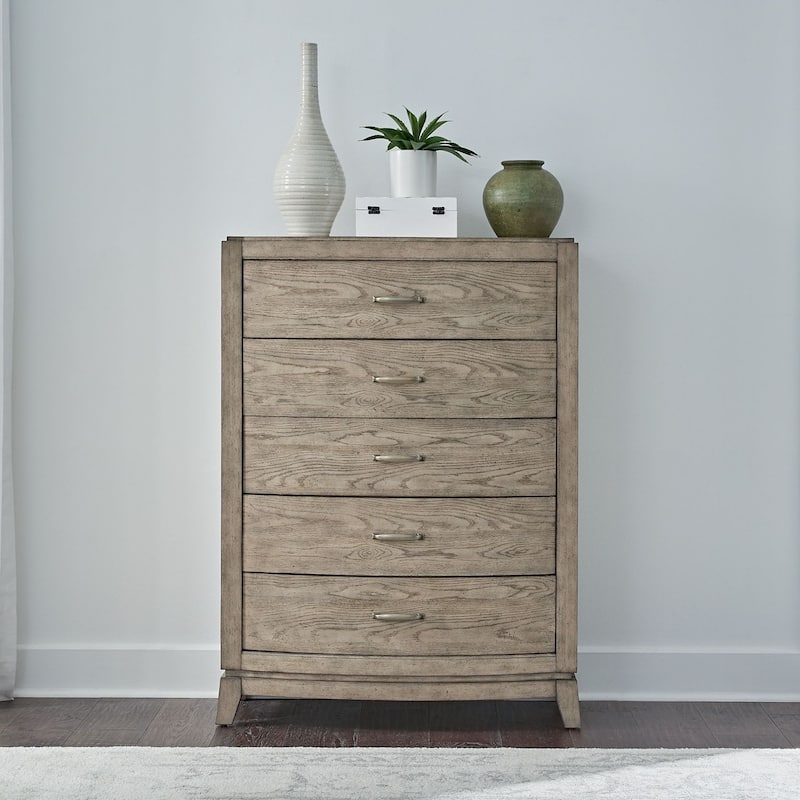 Avalon Burnished Beige Oak Bedroom Dresser - 5-drawer