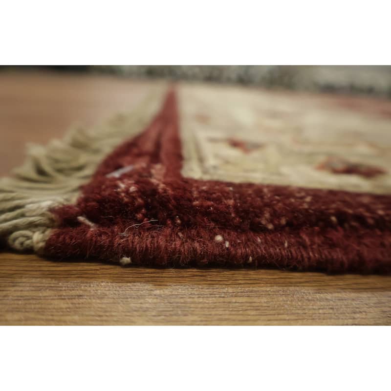 Hand Knotted Oriental 100% Wool Carpet Traditional All-Over Red Peshawar Area Rug - 9' 1'' X 6' 0''