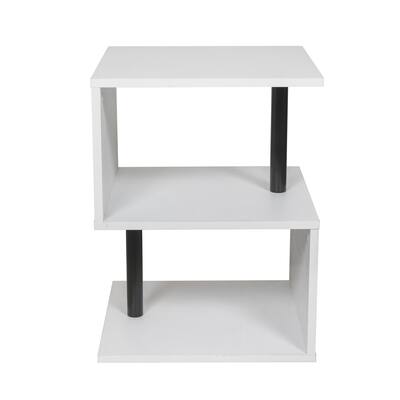 Breuer White 3-Tier S-Shaped Abstract Modern End Table