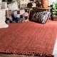 preview thumbnail 34 of 46, Brooklyn Rug Co Delilah Solid Chunky Jute Tassel Area Rug 3' x 5' - Red