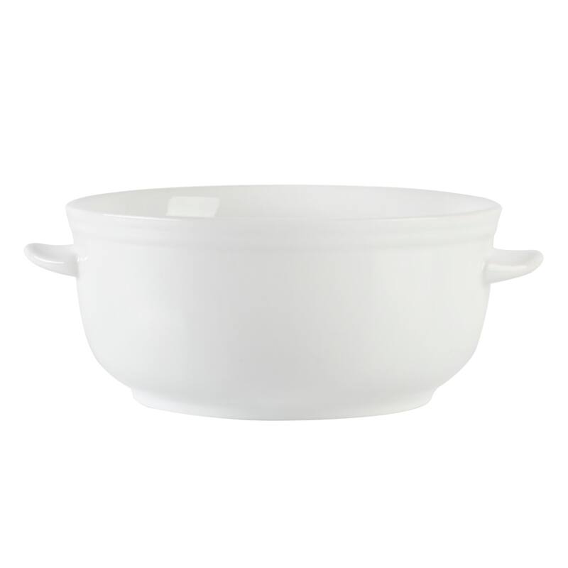 6 Piece 5.5 Inch Porcelain Double Handle Bistro Bowls in White