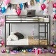 preview thumbnail 12 of 28, Full over Full Modern Design Metal Bunk Bed, Low Bunk Bed with Ladder, Easy Assembly, Metal Frame Construction, Black