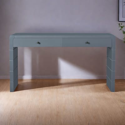 55' MDF Console Table with Storage Drawers and Farmhouse Rustic Design