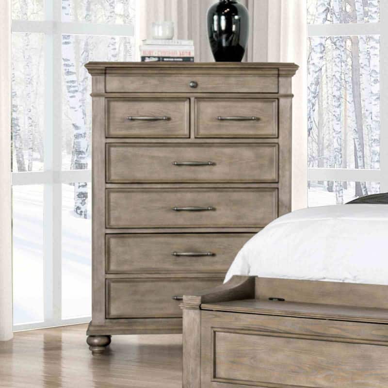 Oak Finish Bedroom Set Transitional Bed with Footboard Storage Bench