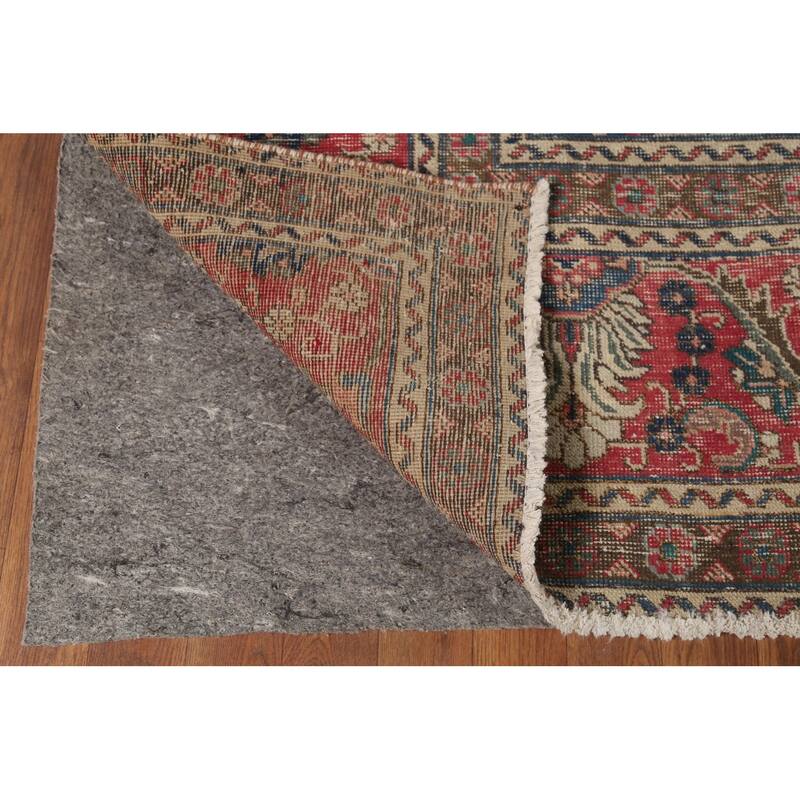 Distressed Tabriz Persian Vintage Rug Hand-Knotted Wool Carpet - 9'6"x 12'10"