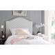preview thumbnail 1 of 2, SAFAVIEH Connie Grey/White Camelback Upholstered Headboard - Silver Nailhead (Twin)