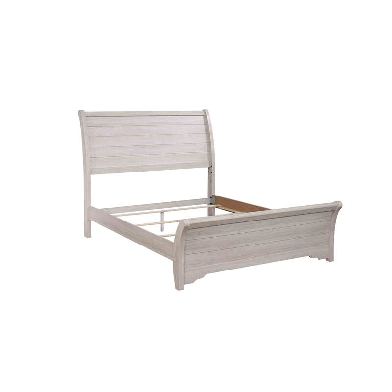 1pc Contemporary Design Sleigh Bed Horizontal Lines Gently Sloped Curved Headboard(Only Bed)