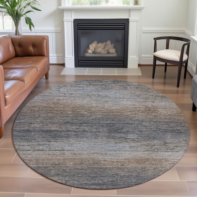 Premium Washable Super Soft Ombre Stripes Mayfield Rug - Pewter - 8' x 8'