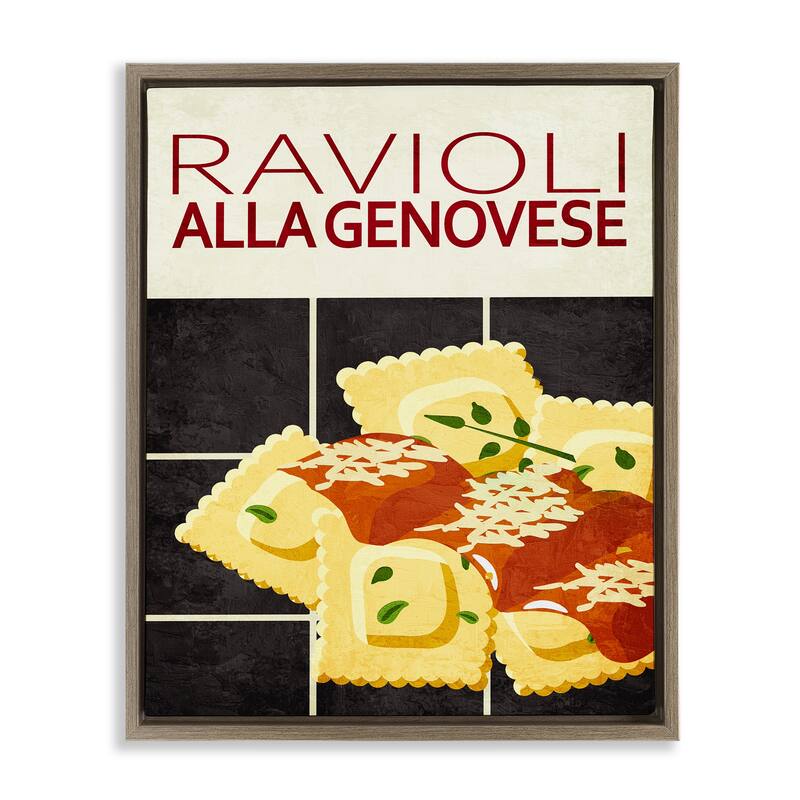 Stupell Ravioli Classic Kitchen Framed Floater Canvas Wall Art Design By Kim Allen - 17 x 21 - Brown