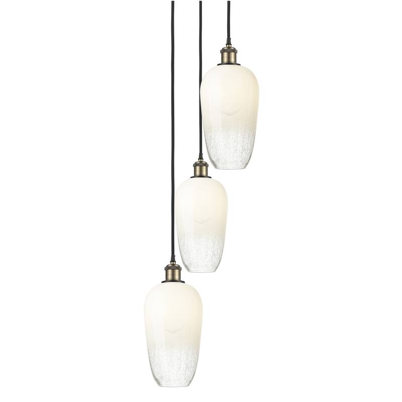 Innovations Lighting 113B-3P-46-14 Brookhaven Flute Pendant Brookhaven - Black Antique Brass / Opal