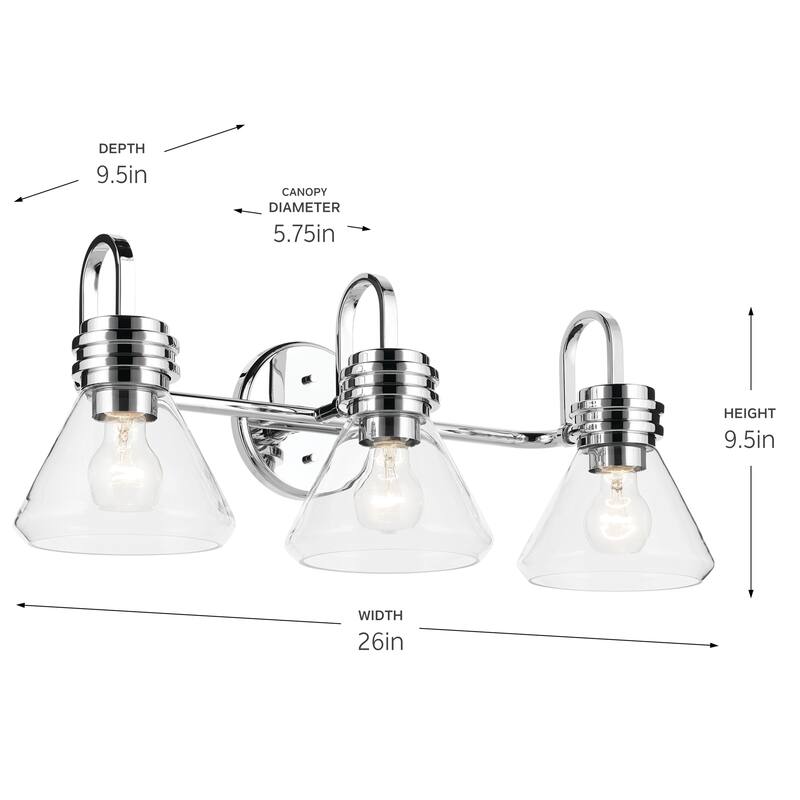 Kichler Lighting Farum 26" 3-Light Vanity Light with Clear Glass in Chrome