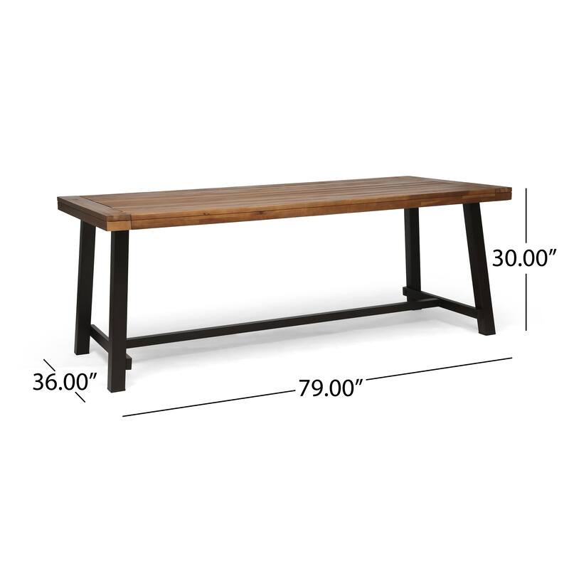 Teak Outdoor Dining Table for 8 Metal Frame Large Rectangular Patio