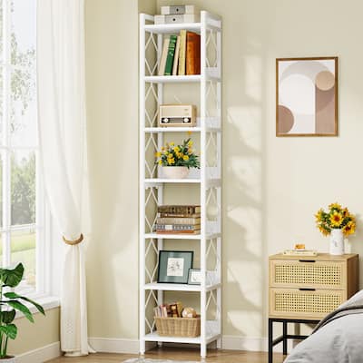 78.7 Inch Extra Tall Narrow Bookshelf, 7 Tier Corner Bookcase