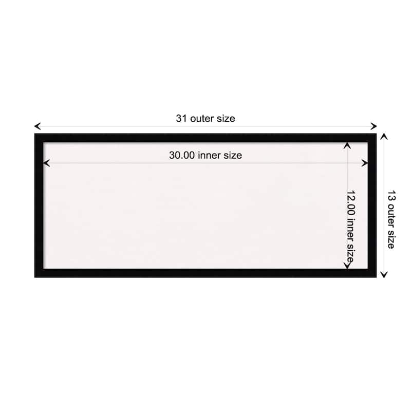 Svelte Wood Framed White Corkboard Bulletin Board - Svelte Noir Black - Board Size 30x12
