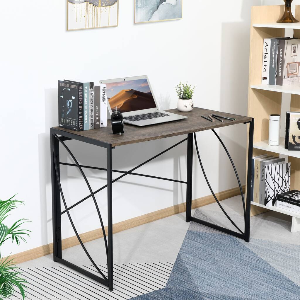 Modern Industrial Style Desk Dark Brown