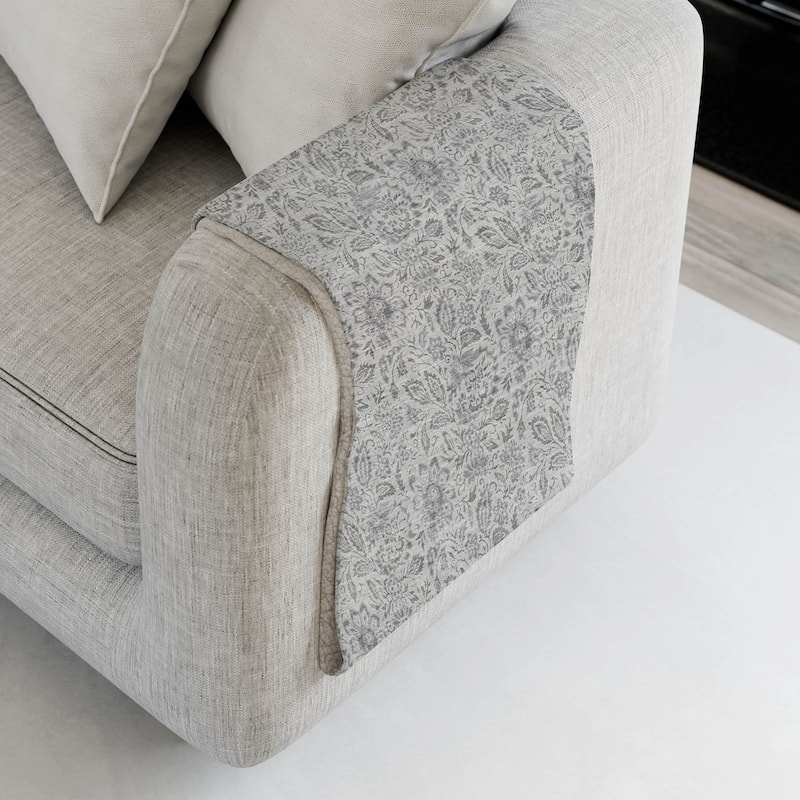 Premium Machine Washable Floral Sherpa Throw Blanket - Silver - 4'2" x 5'10"