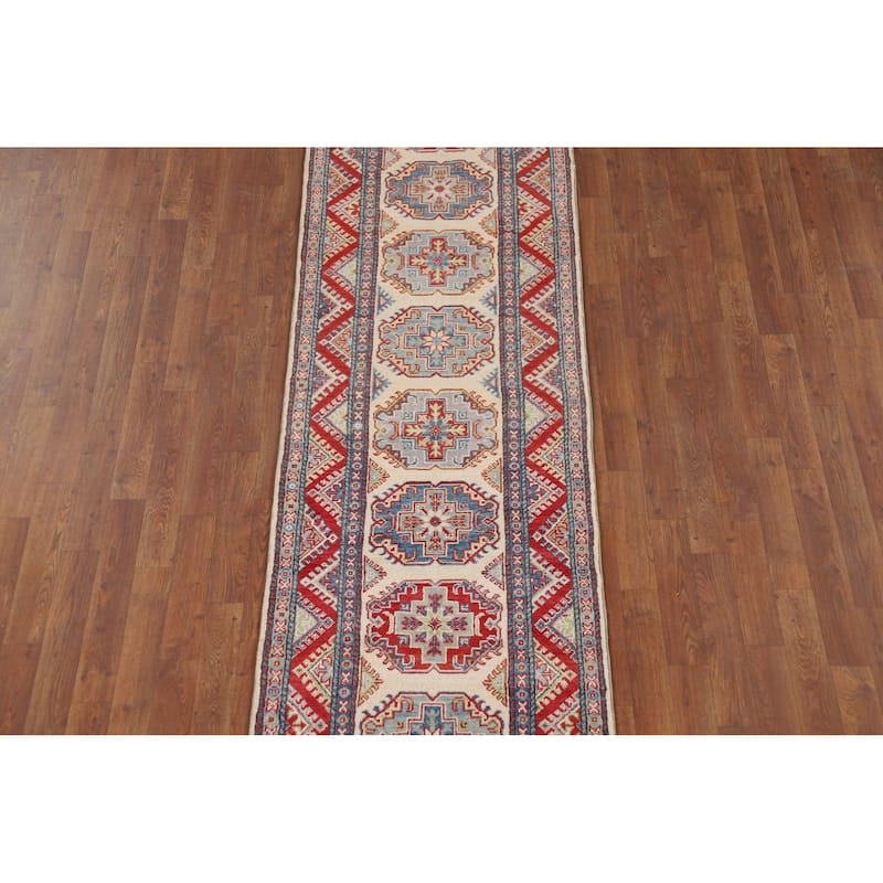 Kazak Runner Rug Hand-Knotted Wool Carpet - 2'5" x 15'2"