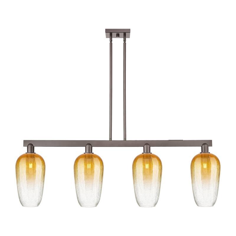 Innovations Lighting Urban Downtown - Brookhaven Flute - 4 Light 48" Stem Hung Island Light - Oil Rubbed Bronze/Amber