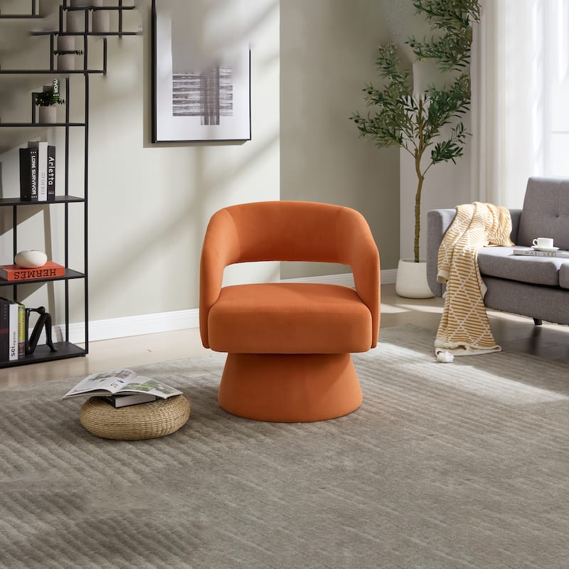 Swivel Barrel Chair, Velvet Accent Armchair 360 Degree Swivel Club Chair for Living Room Bedroom Reception Room