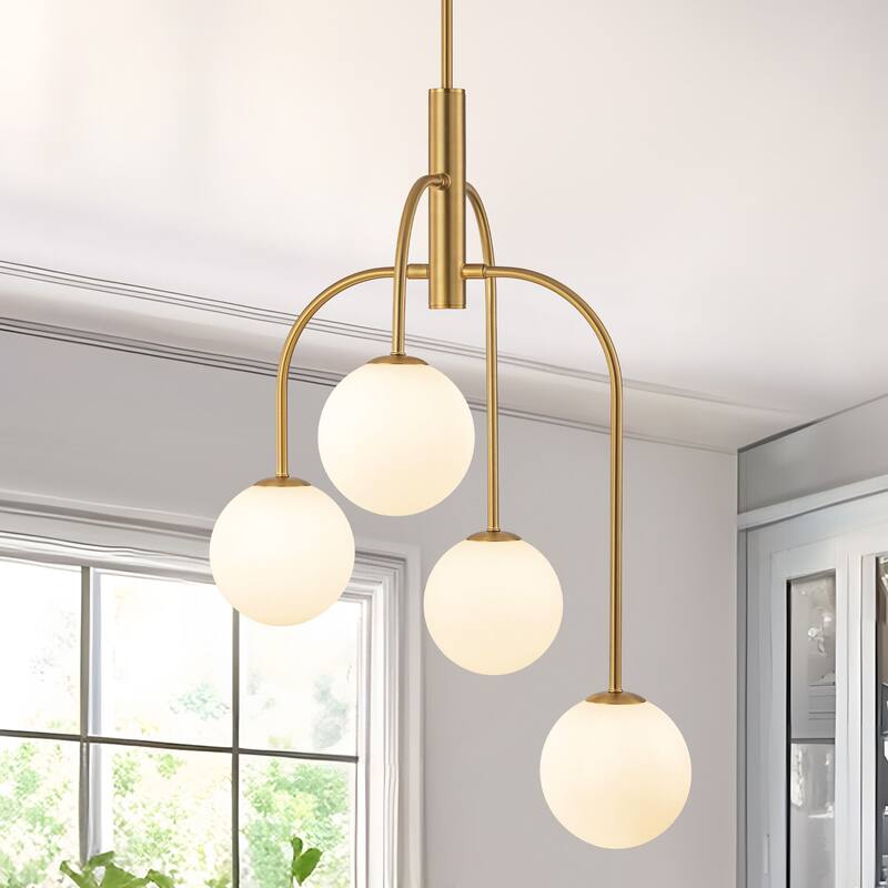 4/6-Light Glass Bubble Dimmable Sputnik Modern Linear Chandelier