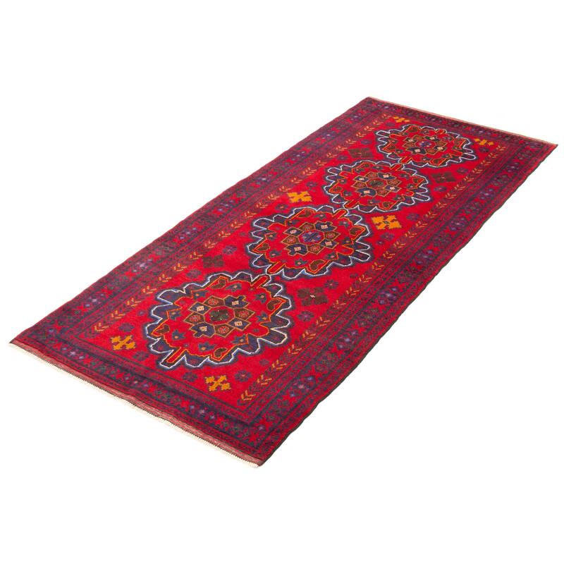 ECARPETGALLERY Hand-knotted Teimani Red Wool Rug - 3'9 x 9'0