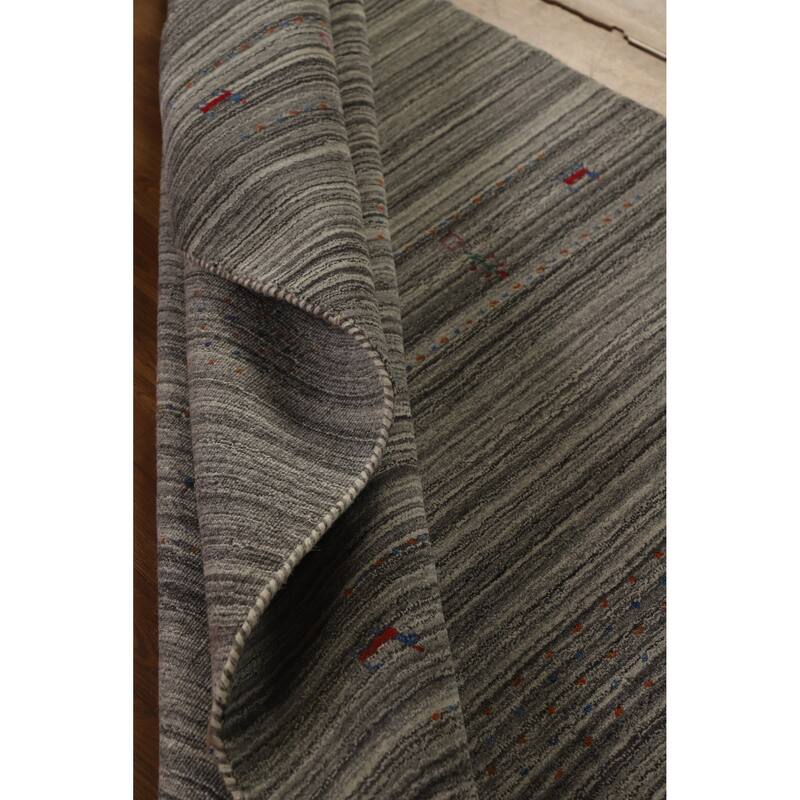 Hand Knotted Oriental 100% Wool Carpet Tribal Tribal Greys & Charcoal Gabbeh Area Rug - 7' 8'' X 5' 0''