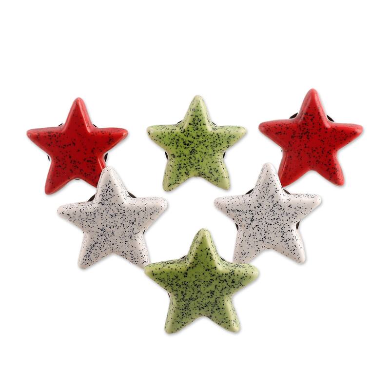 Novica Handmade Merry Stars Ceramic Cabinet Knobs (Set Of 6)