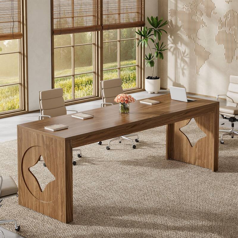 6.56 ft Conference Table, Modern Rectangular Meeting Seminar Table