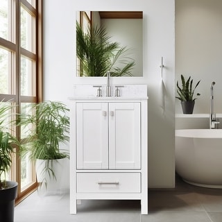 Prismatica 24 in. White Vanity with Countertop & Splash, Single Sink