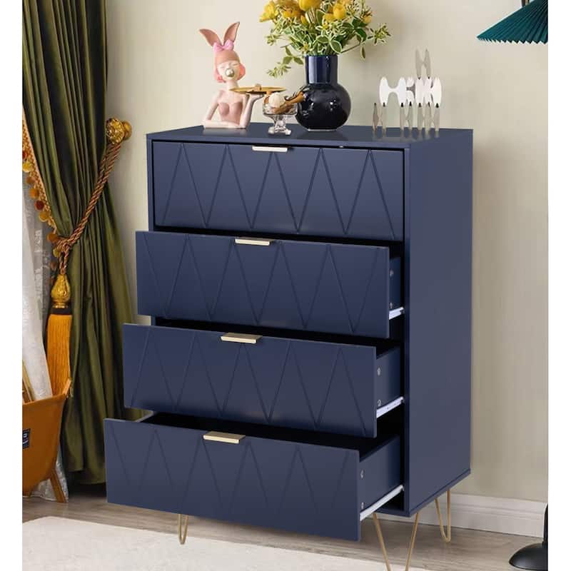 4 Drawers Chest Of Dresser Tall Storage Tower Cabinet with Metal Legs