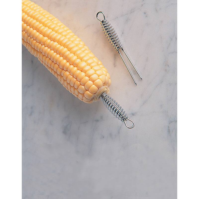 Reusuable Chromed Steel Corn/Appetizer Picks Holders Skewers (Set of 12) - Reusable, 12-Piece