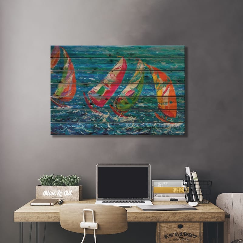 The America`s Cup, Vale Print On Wood by Peris Carbonell - Multi-Color
